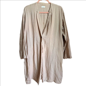 NAÏF Canadian Cream Linen Long Lined Contemporary Minimalist Coat Size Small
